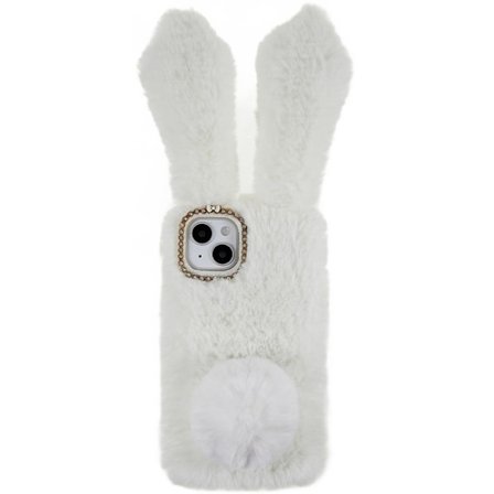 Fluffy Rabbit iPhone 14 skal - Vit