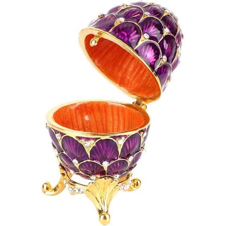 Håndmalet emaljeret vintage Fabergé æg stil dekorativ smykkeorg