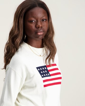 RYVLS Flag Knit Sweater Blanc Pulls Fille - Kids Brand Store
