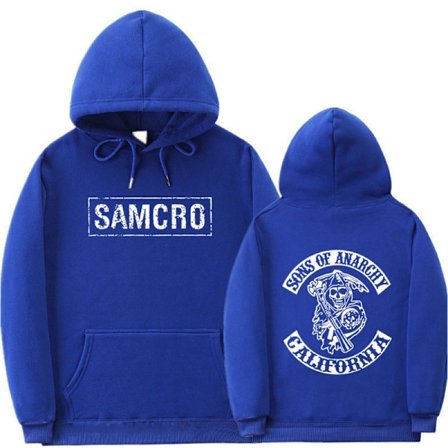 Sons Of Anarchy Samcro Hoodie Dubbelsidig Tryckt Hoodie Tröja Topp Blå