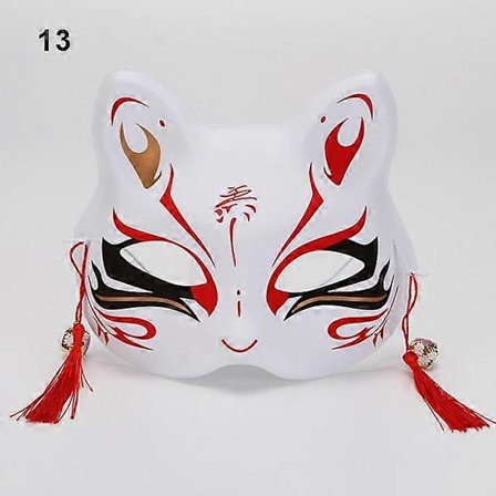 Anime Rævemaske Cosplay Kostume Festrekvisit Håndmalet Japansk Halv Ansigt Kat Maske Maskerade Festival Bal Kabuki Kitsune Masker LGL