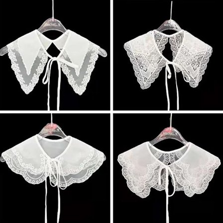 Removable Lace Doll Fake Collar Women Tie Ladies White Shawl Wrap Detachable Lapel False Collar All-match Clothes Accessories