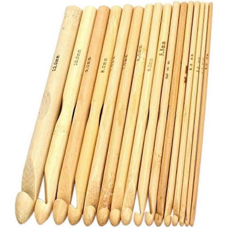 Virknålar Set Aluminium & Bambu Sticknålar med Ergonomiska Handtag för Virkning av Spets, Dukar, Strumpor, Sjal, Vantar, Halsduk, Tröjor, Väskor (1