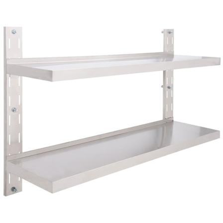 Vidaxl Svävande Vägghylla 2 Plan Rostfritt Stål 120x30 Cm Grå