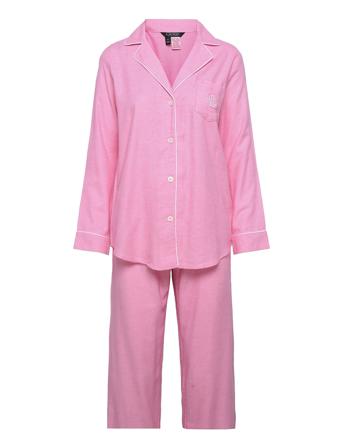 Lrl L/S Notch Collar Long Pant Pj Set Pink Lauren Ralph Lauren Homewear