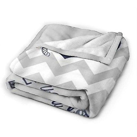 Blødt Fleece-Kasttæppe Anker Grå Hvid Stribe