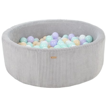 PQP Bollhav - 200 Bollar - Cordu Roy 90 Cm Grå/Vit - Bollar Lila/Cappuccino/Peach - Litenleker