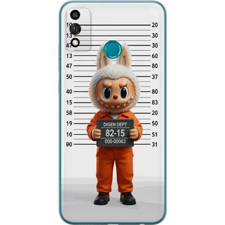Kompatibelt Mobildeksel til Honor Honor 9X Lite Søt tegnet kaninfigur i fengselsklær med fangenummer mot bakgrunn med lengdemåling