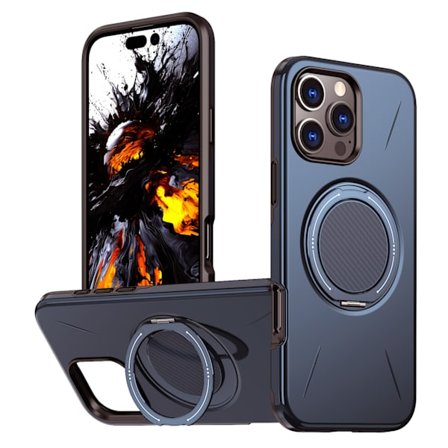 Muodikas 360° kääntyvä rengaspidike / langaton lataus, jossa on ensiluokkainen autoteline ja putoamista estävä muotoilu, sopii iPhone 17/17 Air/17 Pro