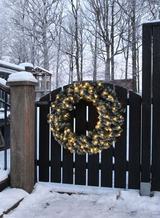 Krans Edmonton m/lys strøm Ø70 - grønn