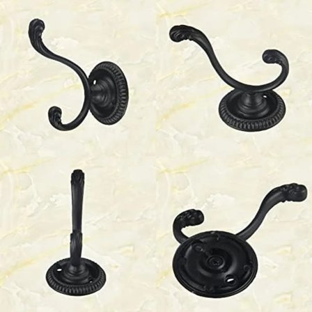 6 Retro Vægmonterede Knager med Skruer, Europæisk Stil Sorte Hatteknager, Legeringsknager, Retro Vægmonteret