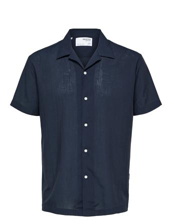 Slhreg-Air Shirt Ss Mix W Navy Selected Homme