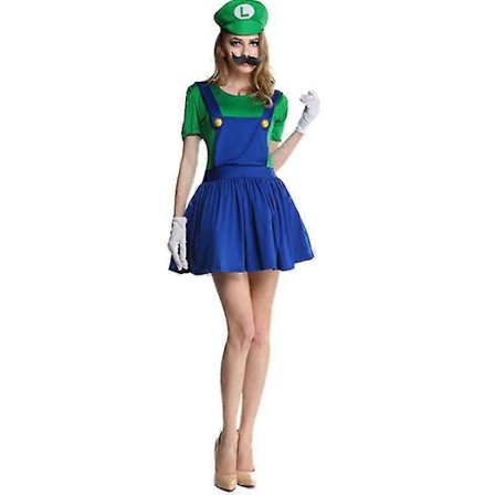 Vuxen Barn Super Mario Bros Luigi Cosplay Kostym Outfit Maskerad Party Set-WELLNGS