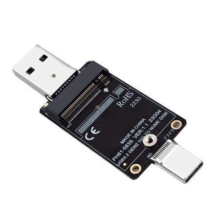 M.2 NVMe SSD -muunnosadapteri USB A- ja USB C -porttituella NVMe 2230
