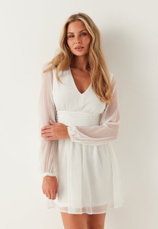 Bubbleroom Occasion - Tie Back L/S Chiffon Dress - 32