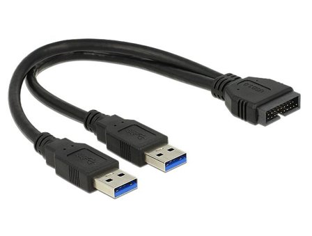 Delock intern-til-ekstern USB-kabel - 19-pins USB 3.0-plugg til USB-type A - 25 cm