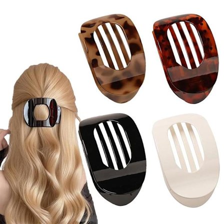 Store flade hårklemmer til kvinder, skridsikre volumeklemmer med flad top, afslappede alsidige ensfarvede hårklemmer til alle hårtyper, 4 stk.