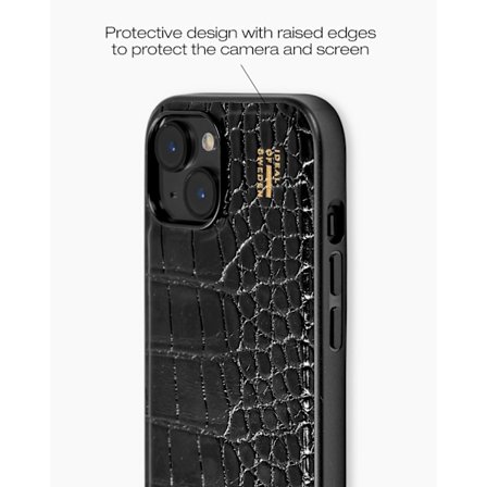 Vegan Leather Case iPhone 13 / 14 / 15 / 16e Black Croco