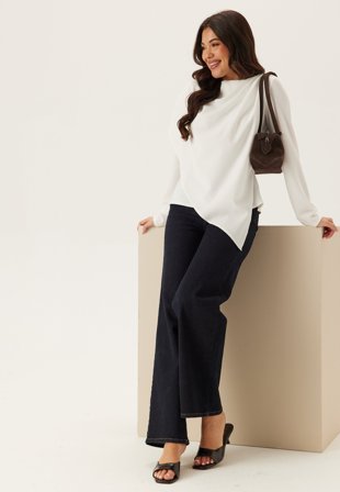 BUBBLEROOM - Draped Cape Blouse - White