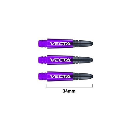 Winmau Darts Shafts Vecta 2025 Replacement Polycarbonate 34mm/37mm/40mm 6pcs Purple/Black/Silver Intermediate/Medium/Short