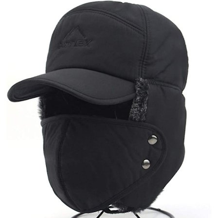 Ny vinterflygerlue for menn, vindtett varm vinterlue med øreklaffer, herre baseball caps med topplue for snowboard, skøyter, sykling