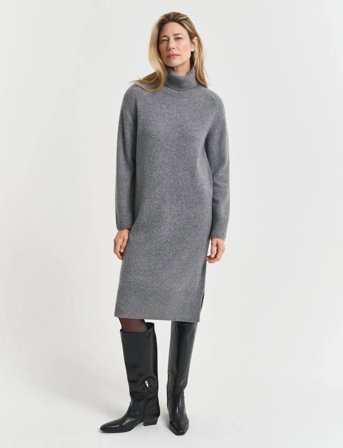 GANT Detail Turtleneck Dress - Grey - M