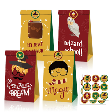 12 st Harry Potter Pappers Godis Loot Påse & Klistermärken Presentpåse Barn Födelsedagsdekorationer