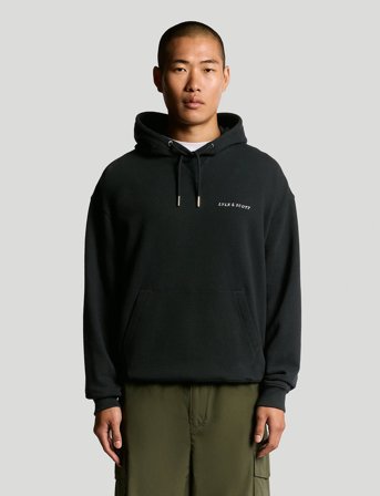 Lyle & Scott Script Brushback Pullover Hoodie - Navy - L
