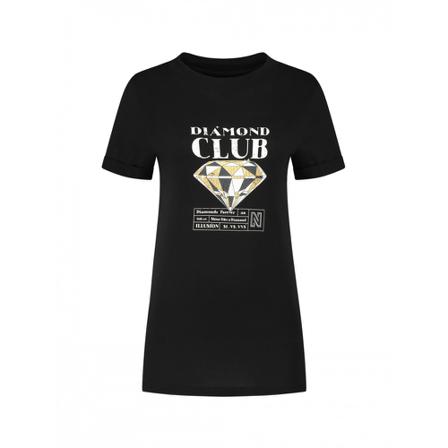 Nikkie, Diamond Club T-shirt Zwart, Dames, Maat:M
