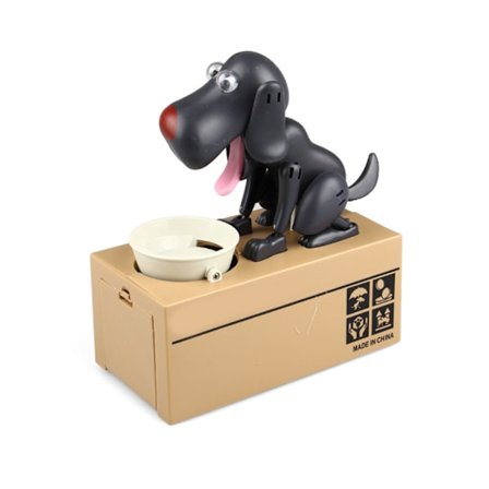 Elektrisk hund Spargris Rörlig Valp Munching Mynt Kreativ Automatisk Myntbank Leksak Present till barn Batteridriven