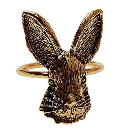 Set med 6 Legeringsservettspännen Servettringar Kaninformad Ring