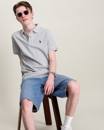 U.S. Polo Assn. DHM Pique Polo Grå Pique Gutt - Kids Brand Store