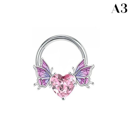 Hjärtformade vingar Rostfritt stål Nos Stud Belly Nipple Ring