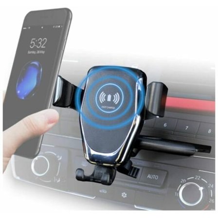 Billader til trådløs bil, induktiv trådløs billader til telefonholder til CD-slot, Iphone, Samsung, Huawei, LG (sort)-