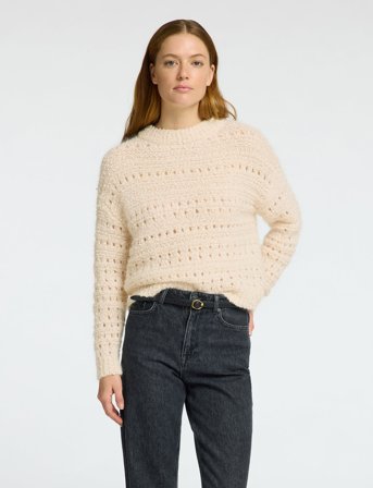 Selected Slfalfi Ls Knit O-Neck - Cream - L