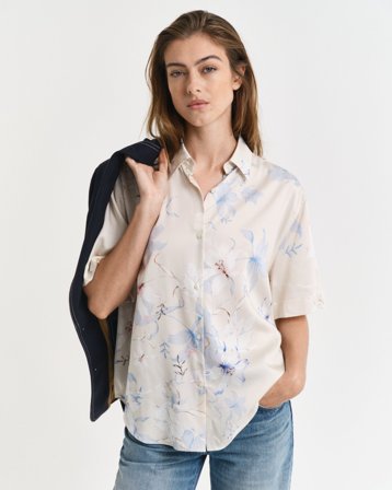 GANT Damen Regular Fit Kurzarmbluse mit Blumen-Print (40)