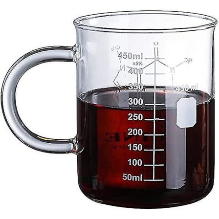 Koffein Beger Mugg Glasskopp Håndtak Borosilikat Måling
