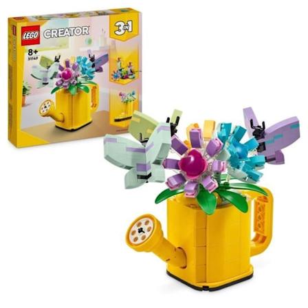 LEGO 31149 Creator 3-i-1 blommor i vattenkanna, leksak för barn, med vattenkanna, bukett blommor och 2 fåglar Flerfärgad