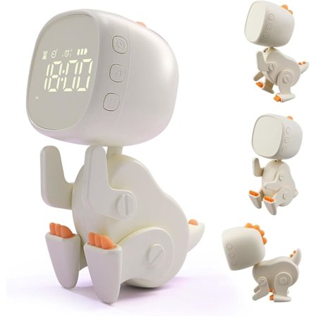 Barnevekkerklokke med nattlys, barnesøvntrener med 3 vekkerklokkesett og slumrefunksjon (lys gul)