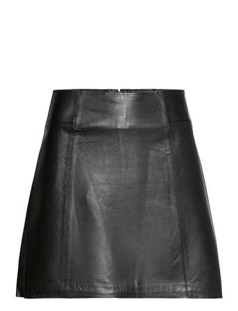 Slfibi Mw Leather Skirt B Lyhyt Hame Musta Selected Femme