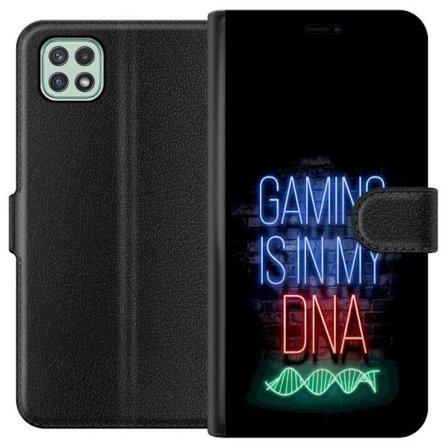 Yhteensopiva Lompakkokotelo Samsung Galaxy A22 5G Viktor Gyökeresin muotokuva vihreässä paidassa, jossa on leijonamotiivi ja intensiivinen vihreä tunn