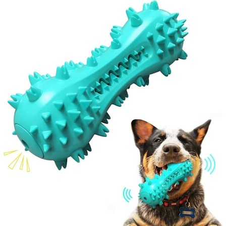 Hunde Squeaky Tandbørste Tyggelegetøj til Aggressive Chewers, Hunde Tænder Rengøring Squeaky Stick til Hunde (Blå)