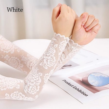 Lange blondehansker Fingerløse hansker HVIT