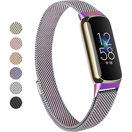 Mesh i rostfritt stål Justerbar armbandsrem för Fitbit Luxe/luxe Special Edition Fitness Tracker Damer Herr (champagne Guld)
