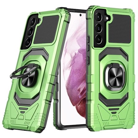 Slidstærkt cover i hård plast med blød inderside og kickstand til Samsung Galaxy S23 - Grøn