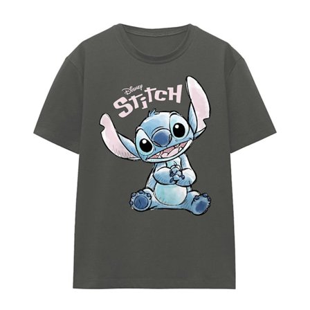 Lilo & Stitch Dam/Dam Färglägg Mig Glad Klassisk T-shirt S Kolgrå