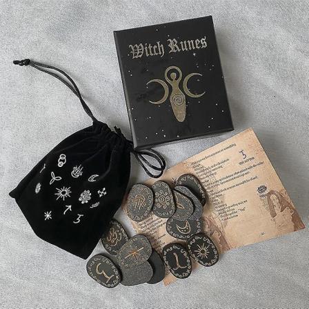 Trärunor Stenset Häxrunor Set 14 st Graverade Runesymboler För Spådom