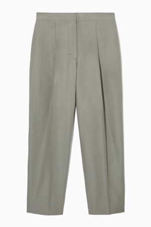 COS Women's Regular Linen Blend Tapered Chinos in Beige