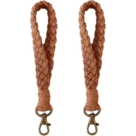 2-pakning brune nøkkelringer macrame armbånd snor dame snor kort boho snor