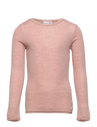 Nkfwang Wool Needle Ls Top Xxii Langærmet T-shirt Lyserød Name It